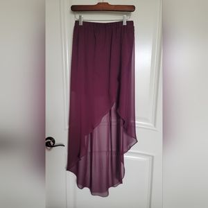 HM divided sheer purple asymmetrical skirt